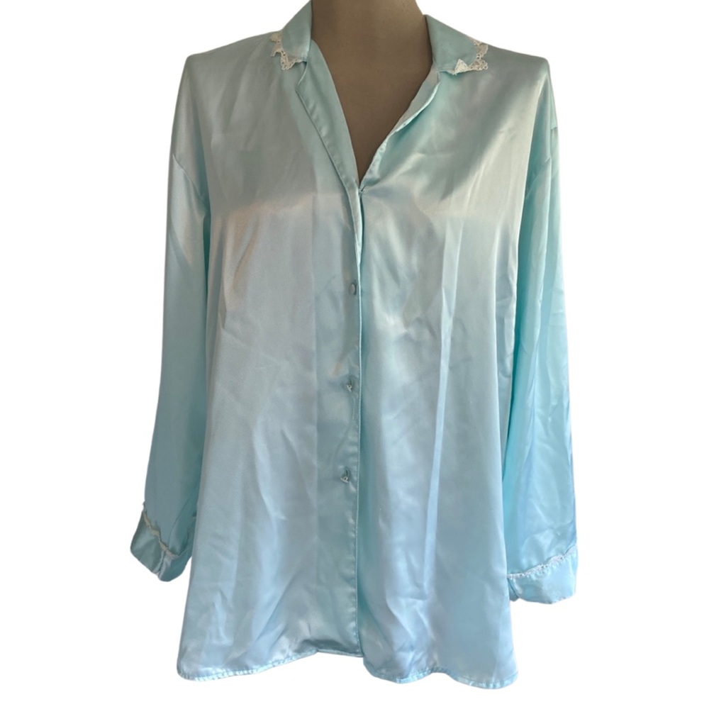 Hasting & Smith Vintage Robin’s Egg Blue Button-up Sleep Pajama Shirt L